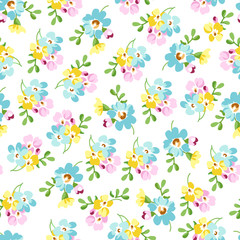 Seamless pattern with small blue flowers, forget-me-not