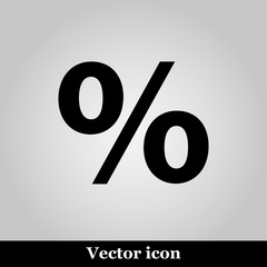 Percent icon. Internet button on grey background