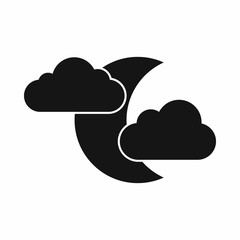 Moon and clouds icon in simple style isolated vector illustration