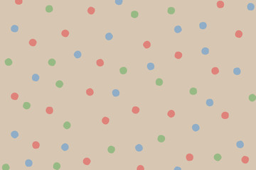 Pastel green blue red polka dots background