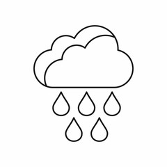 Cloud with rain drops icon in outline style isolated vector illustration