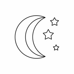 Moon and stars icon in outline style isolated vector illustration