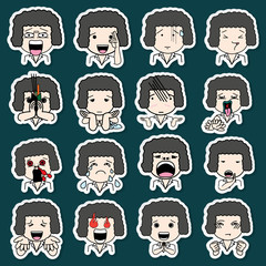 Set of sticker cartoon character