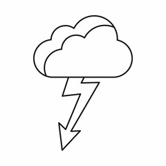 Cloud with lightning icon in outline style isolated vector illustration