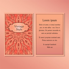 Cards or Invitations collection with Mandala round ornament Vintage decorative design elements for fabric paper print.