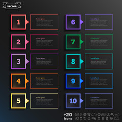 Vector infographic design list with colorful square.