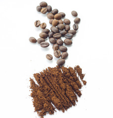 coffee beans on white isolated background