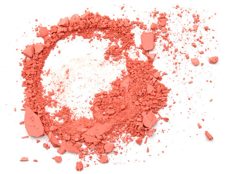 crushed pink eyeshadow isolated on white background