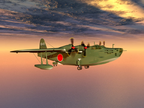 Japanisches Fernaufklärungsflugboot aus dem Zweiten Weltkrieg