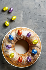 Bundt cake, decorated with candies