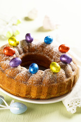 Bundt cake, decorated with candies