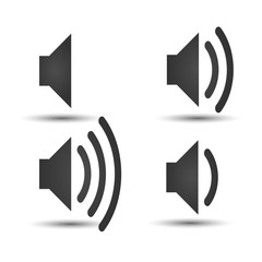 Speaker icon. Volume of sound signs set. Simple flat logo of speaker on white background. Vector illustration.
