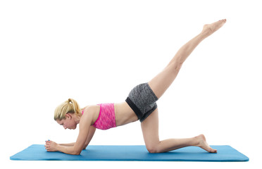 Woman doing stretching exercises..