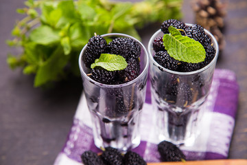 Fototapeta na wymiar black juicy mulberry