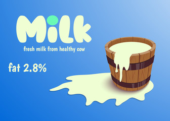 Milk in wooden bucket