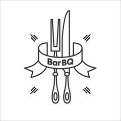 Cutlery, Knife and fork, set, vector icon. Set for barbecue.