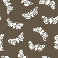 Unusual hipster seamless pattern with  clothes moth. Vector background. Abstract triangular style. 