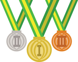 Brasil, rio 2016, colored medals. Digital vector image