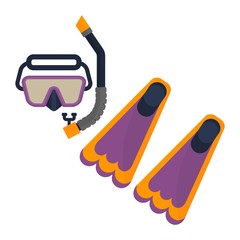 scuba diving snorkel and flippers