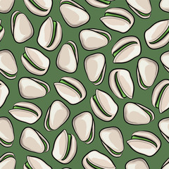 Vector seamless Pistachios pattern. Engraved collection.