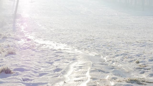 Fog over snowed ski complex on Kraljevica park hill 4K 2160p UHD footage - Ski complex hills and forest near town of Zajecar covered with snow 4K 3840X2160 UHD video 