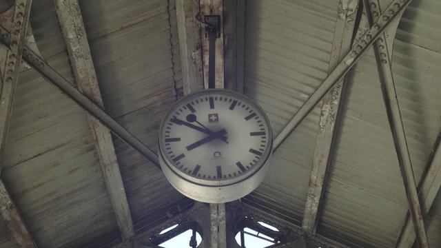 Old Retro Clock On Station