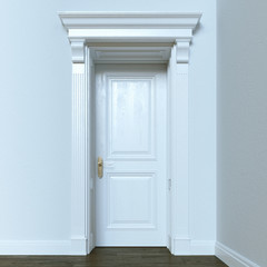 White classic wooden interior door. 