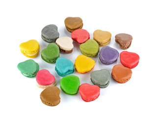 Sweet and colourful french macaroons or macaron on white backgro
