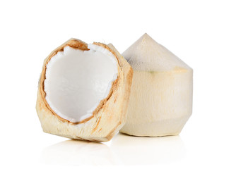 Young Coconut on White Background