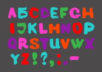 Colorful English alphabet on a gray background. Vector illustration.