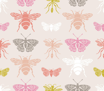 Hipster seamless pattern with Insects . Abstract triangular style. Vector background.