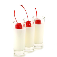 Jelly Pudding with Red Cherry.