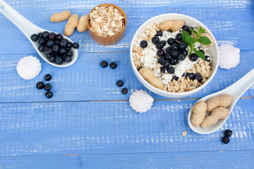 Healthy breakfast with blueberries