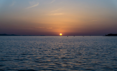 sunset over the sea view