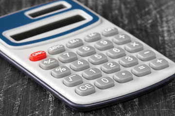  Close-up view of electronic calculator.