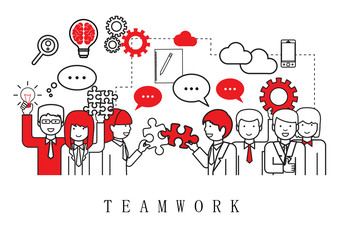 Teamwork, People Team-On White Background-Vector Illustration, Graphic Design. Business Concept For Web,Websites,Magazine Page,Print Materials