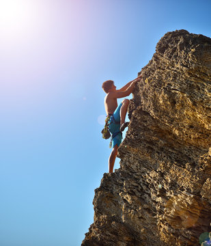Male climber in mountains