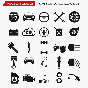 Car service icon set, vector symbols