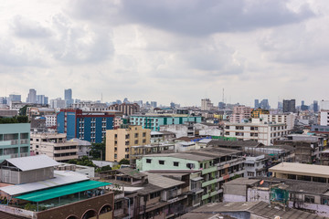 Bangkok Cityscape, Business district with high building at sunsh