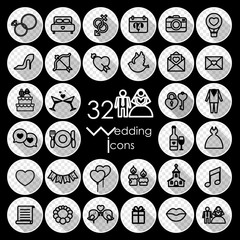 Wedding icon set. Vector illustration