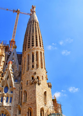 Steeple of Sagrada Familia in Barcelona in Spain