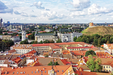 Fototapeta na wymiar Upper Castle and Cathedral Square in Vilnius