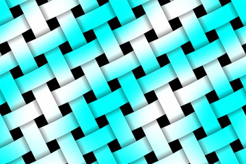 Illustration of cyan and white weaved pattern
