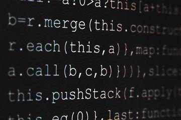 Software developer programming code. Abstract script source code.