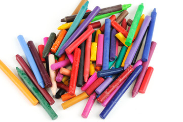 crayons on white background