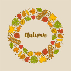 Line Autumn Leaf Frame