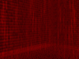 Virtual room with abstract data stream. Modern technology concept.