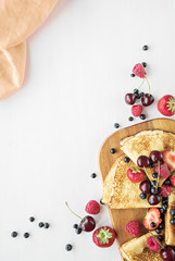 food image. pancakes with berries for breakfast