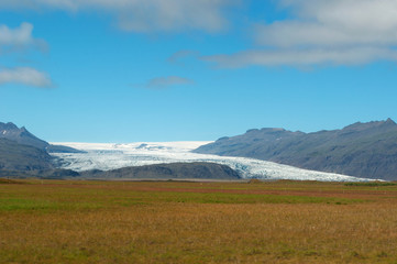 Islanda: vista del fronte del ghiacciaio Vatnajokull il 20 agosto 2012. Il Vatnajokull, noto anche come il Patna, è la più grande calotta di ghiaccio d'Islanda