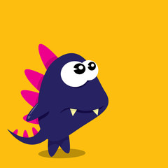 Vector cartoon funny dragon. Cartoon Dinosaur.